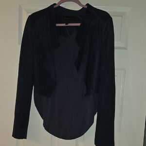 Dark Navy Draped Open-Front Jacket
